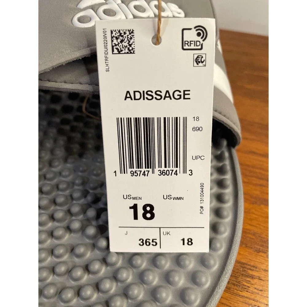 Adidas Adissage Slides Sandals Massage Comfort Sport Gray White NEW‎ Mens 18